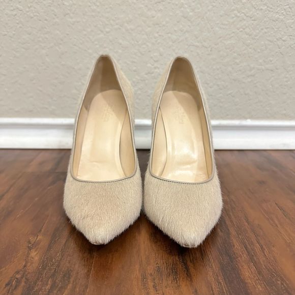 MAX MARA Pointed Toe Calf Hair Pump Stiletto Heels in Neutral - Picture 2 of 10